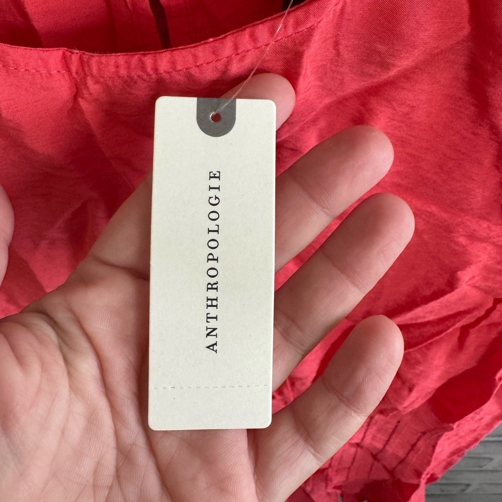NWT! Women’s Anthropologie Della Pleated waist shell top coral, Small $88 - Picture 5 of 8